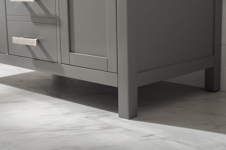 Valentino 42" Single Sink Vanity with White Quartz Top - Design Element Bath Kitchen - Bathroom Vanity - Navy with Satin Gold Hardware