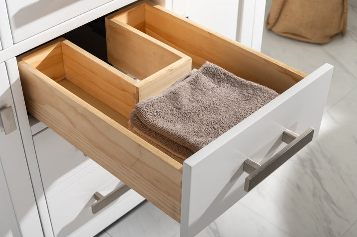 Valentino 42" Single Sink Vanity with White Quartz Top - Design Element Bath Kitchen - Bathroom Vanity - Navy with Satin Gold Hardware