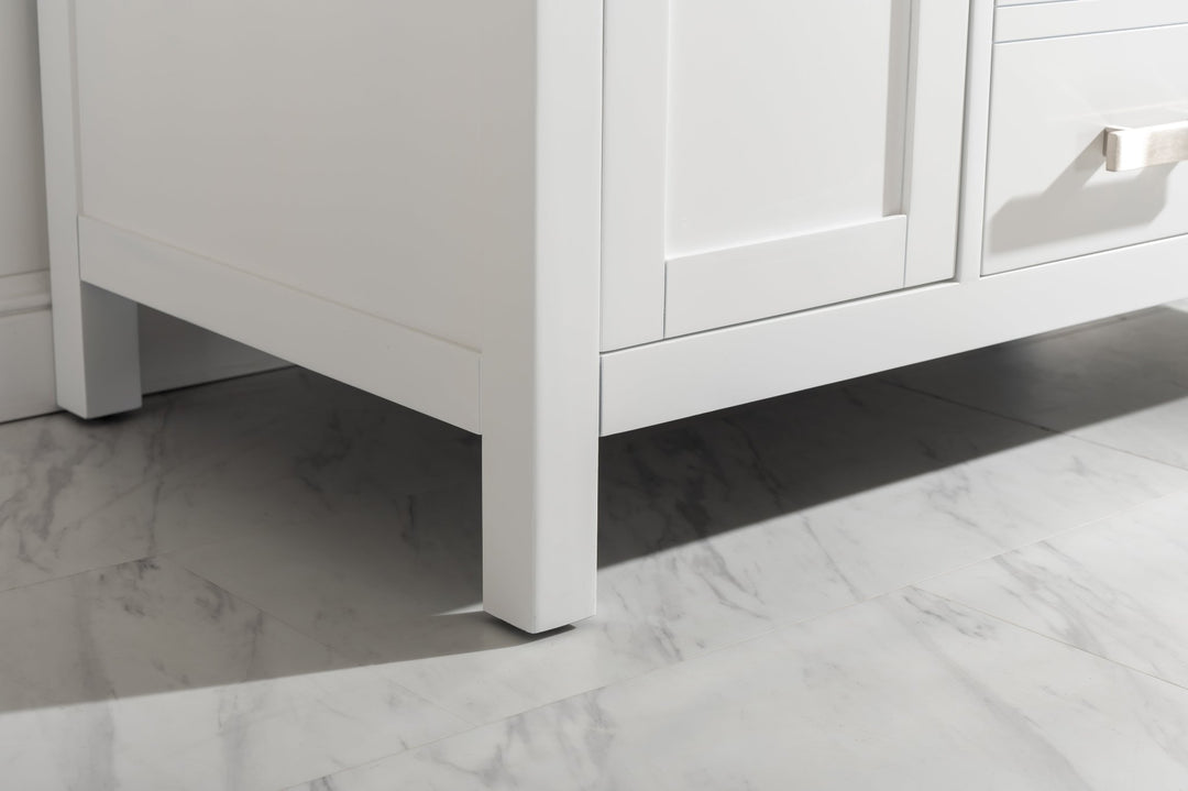 Valentino 42" Single Sink Vanity with White Quartz Top - Design Element Bath Kitchen - Bathroom Vanity - Navy with Satin Gold Hardware