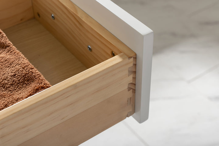 Valentino 42" Single Sink Vanity with White Quartz Top - Design Element Bath Kitchen - Bathroom Vanity - Navy with Satin Gold Hardware