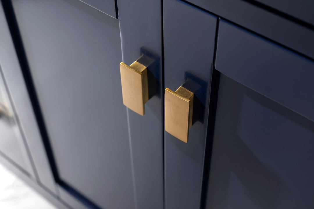 Valentino 48" Single Sink Vanity with White Quartz Top - Design Element Bath Kitchen - Bathroom Vanity - Navy with Satin Gold Hardware