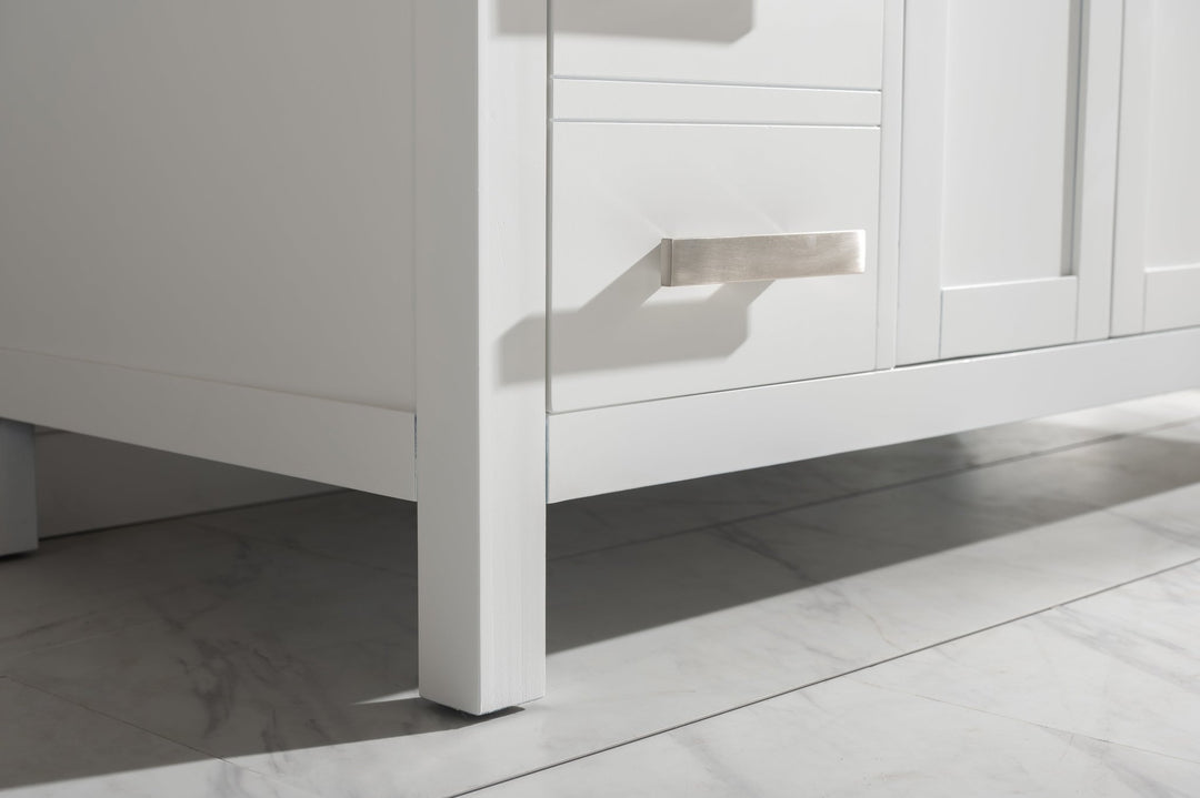 Valentino 48" Single Sink Vanity with White Quartz Top - Design Element Bath Kitchen - Bathroom Vanity - Navy with Satin Gold Hardware