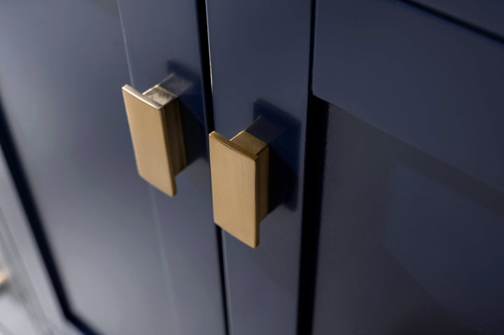 Valentino 60" Double Sink Vanity with White Quartz Top - Design Element Bath Kitchen - Bathroom Vanity - Navy with Satin Gold Hardware