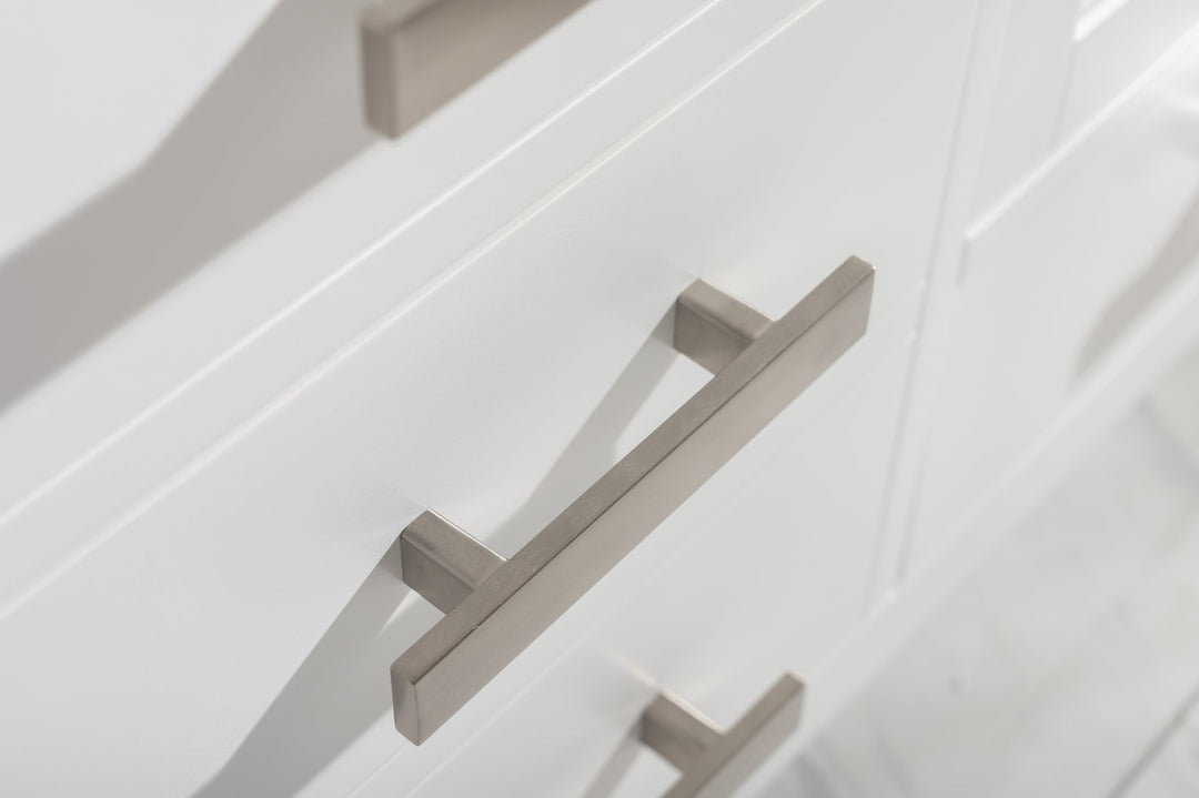 Valentino 60" Double Sink Vanity with White Quartz Top - Design Element Bath Kitchen - Bathroom Vanity - Navy with Satin Gold Hardware