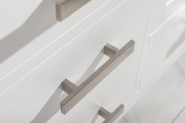 Valentino 60" Double Sink Vanity with White Quartz Top - Design Element Bath Kitchen - Bathroom Vanity - Navy with Satin Gold Hardware