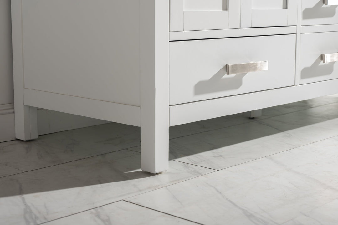 Valentino 60" Double Sink Vanity with White Quartz Top - Design Element Bath Kitchen - Bathroom Vanity - Navy with Satin Gold Hardware