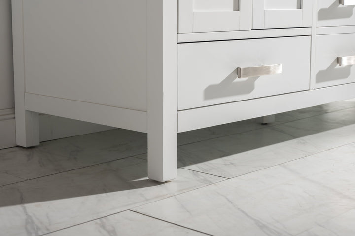 Valentino 60" Double Sink Vanity with White Quartz Top - Design Element Bath Kitchen - Bathroom Vanity - Navy with Satin Gold Hardware