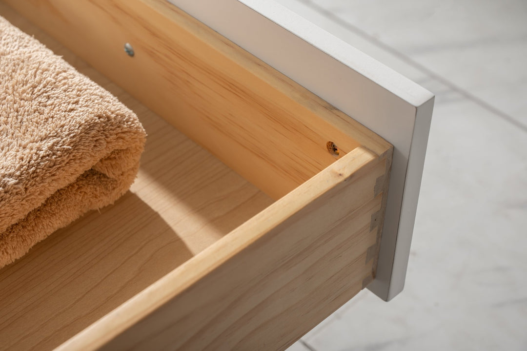 Valentino 60" Double Sink Vanity with White Quartz Top - Design Element Bath Kitchen - Bathroom Vanity - Navy with Satin Gold Hardware