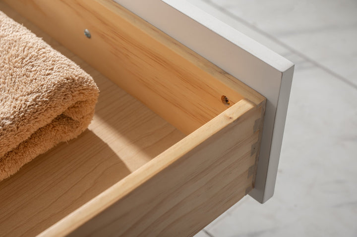 Valentino 60" Double Sink Vanity with White Quartz Top - Design Element Bath Kitchen - Bathroom Vanity - Navy with Satin Gold Hardware