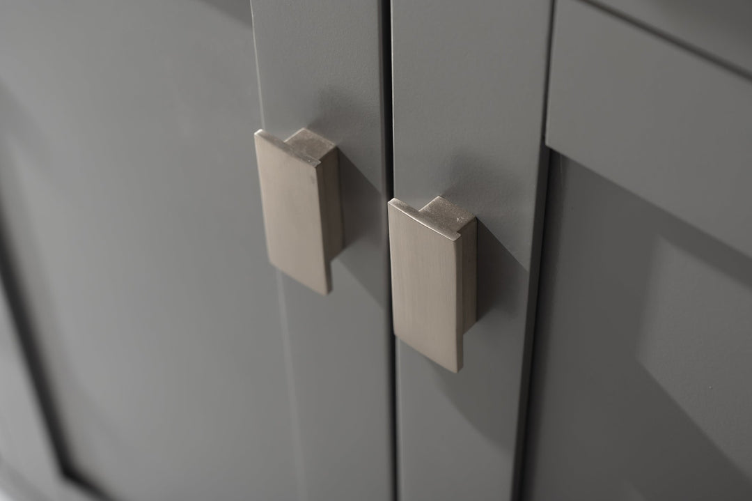 Valentino 84" Double Sink Vanity with White Quartz Top - Design Element Bath Kitchen - Bathroom Vanity - Navy with Satin Gold Hardware