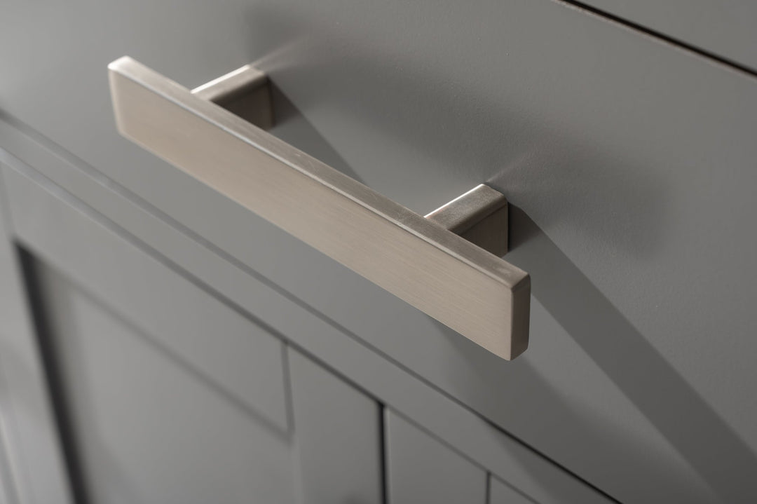 Valentino 84" Double Sink Vanity with White Quartz Top - Design Element Bath Kitchen - Bathroom Vanity - Navy with Satin Gold Hardware