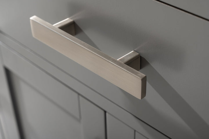 Valentino 84" Double Sink Vanity with White Quartz Top - Design Element Bath Kitchen - Bathroom Vanity - Navy with Satin Gold Hardware