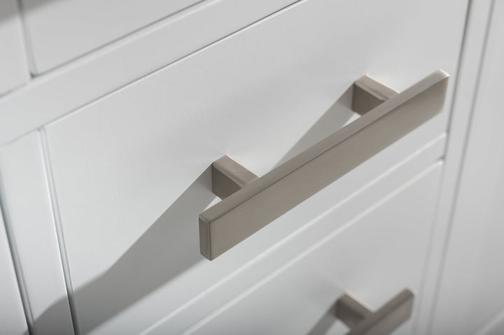 Valentino 84" Double Sink Vanity with White Quartz Top - Design Element Bath Kitchen - Bathroom Vanity - Navy with Satin Gold Hardware