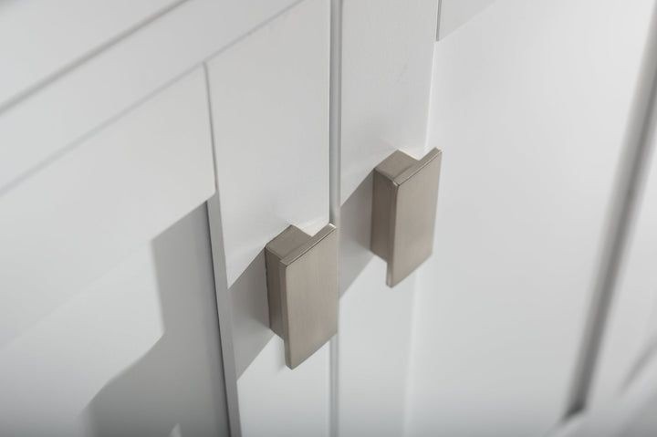 Valentino 84" Double Sink Vanity with White Quartz Top - Design Element Bath Kitchen - Bathroom Vanity - Navy with Satin Gold Hardware