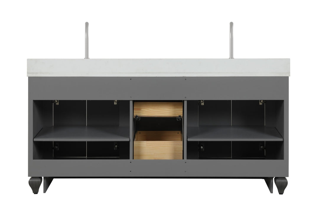 Winston 72" Double Sink Vanity with White Quartz Top - Design Element Bath Kitchen - Bathroom Vanity - Warm White