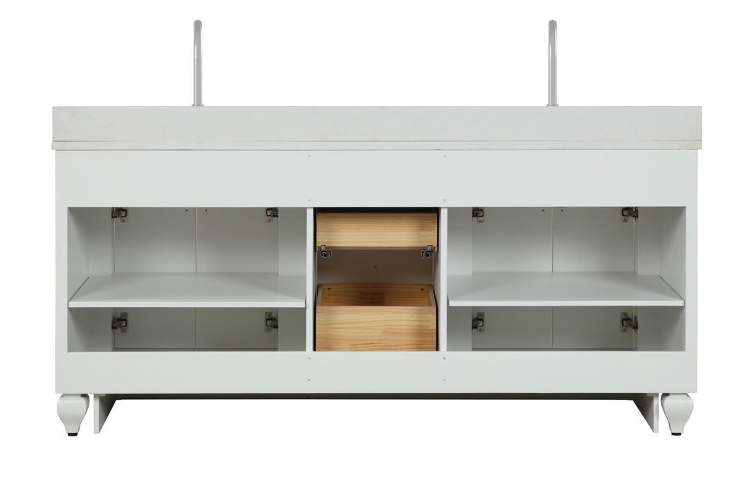 Winston 72" Double Sink Vanity with White Quartz Top - Design Element Bath Kitchen - Bathroom Vanity - Warm White