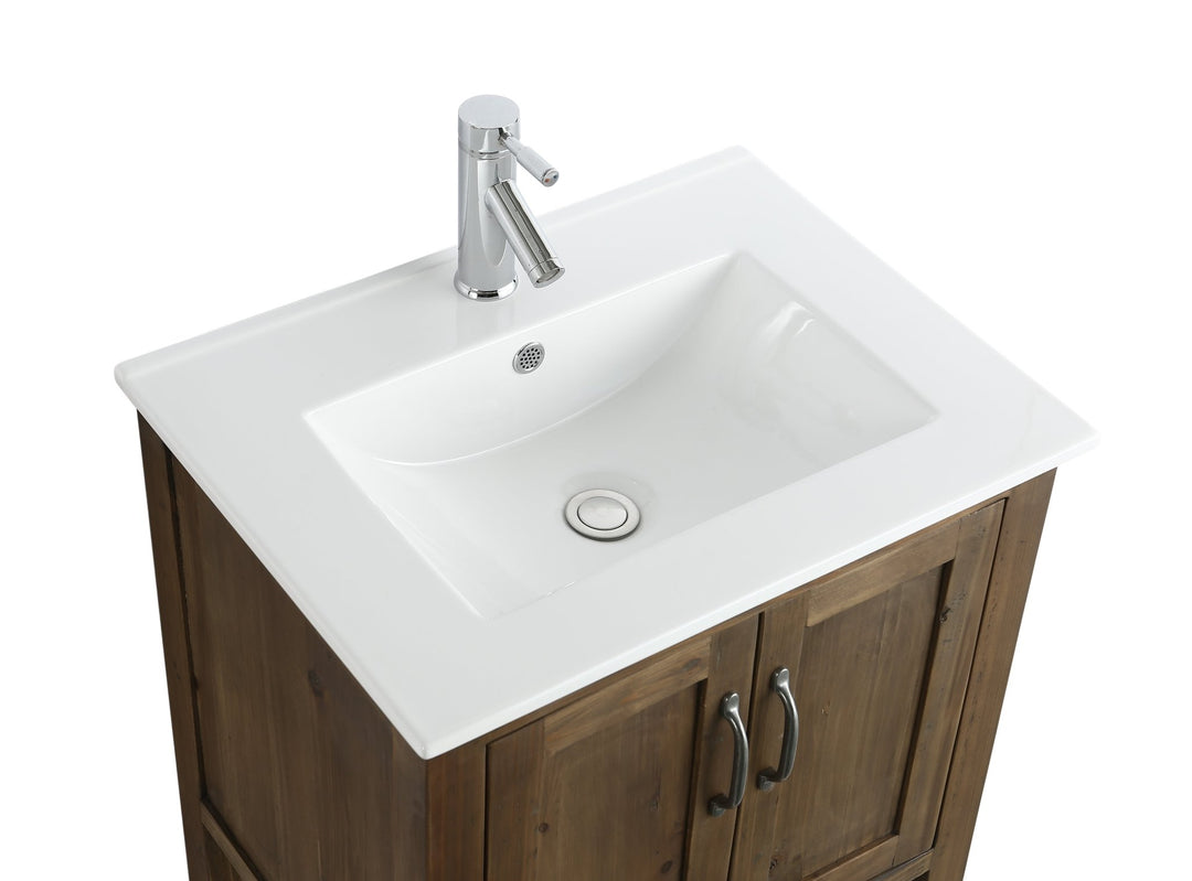 Austin 24" Single Sink Vanity in Walnut with Porcelain Top - Design Element Bath Kitchen - Bathroom Vanity -