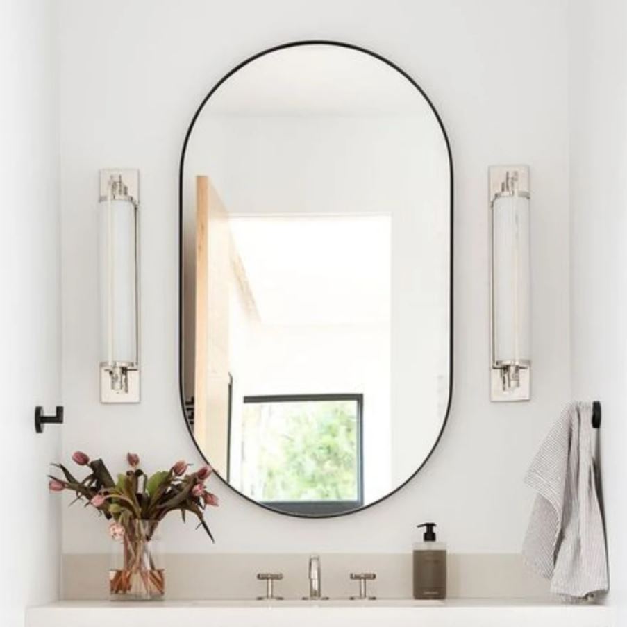 Vera Oval Vanity Mirror Metal Frame 24" W x 32" H