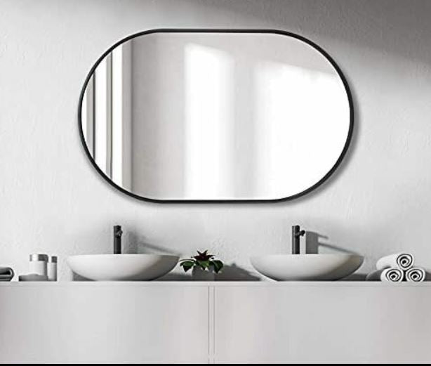 Vera Oval Vanity Mirror Metal Frame 24" W x 32" H