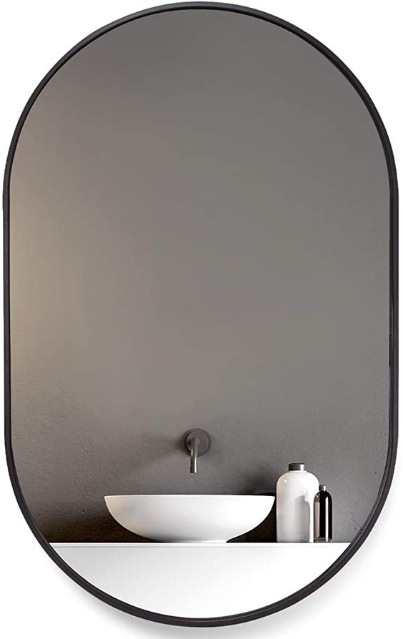 Vera Oval Vanity Mirror Metal Frame 24" W x 32" H