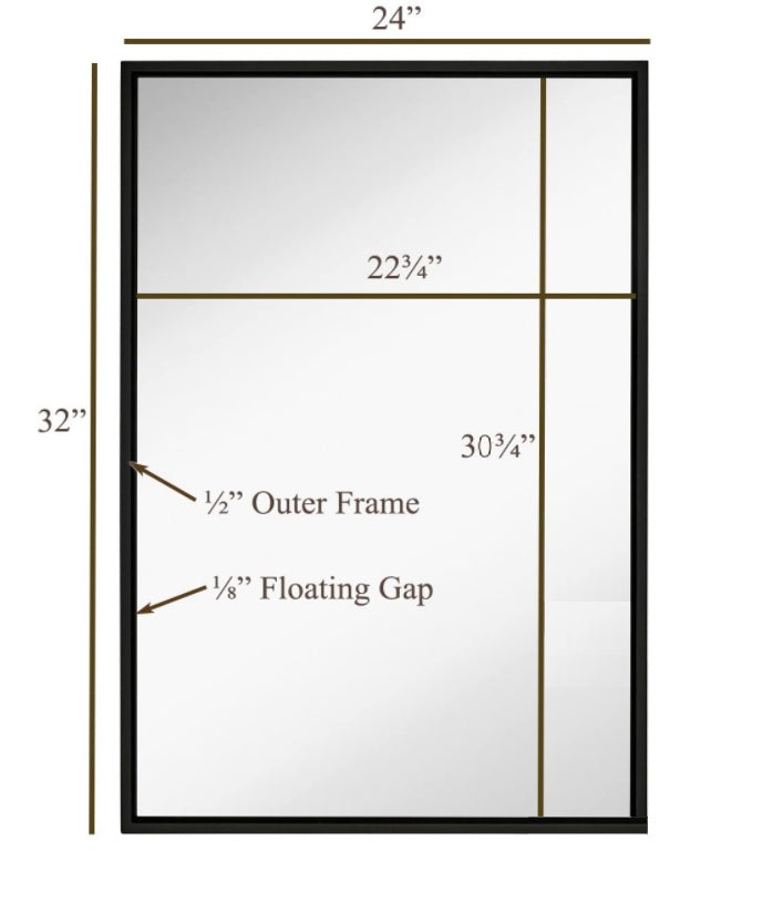 Vera 24 x 32 Rectangular Mirror with Modern Metal Framed