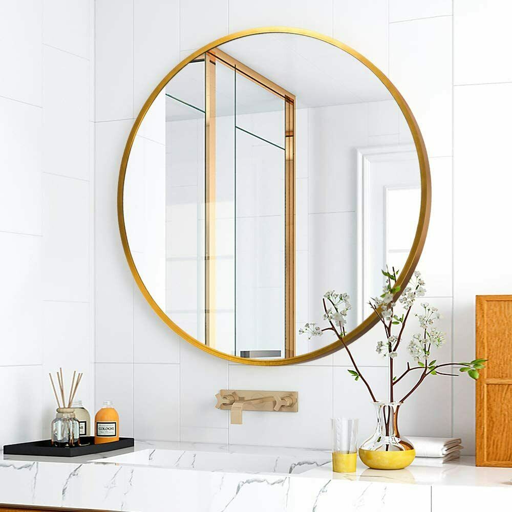 Vera Round Vanity Mirror Stainless Steel Frame 28" x 28" Round