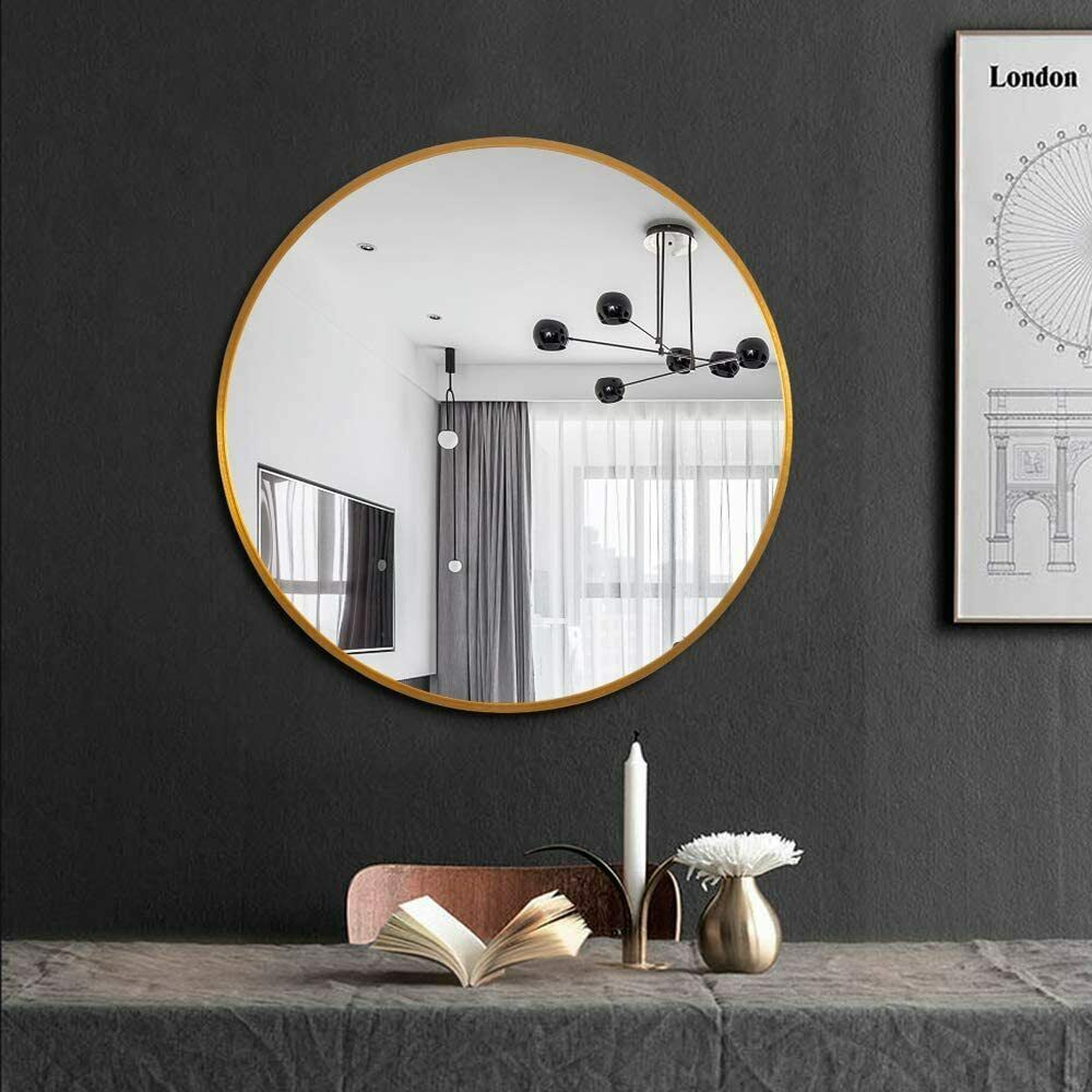 Vera Round Vanity Mirror Stainless Steel Frame 28" x 28" Round