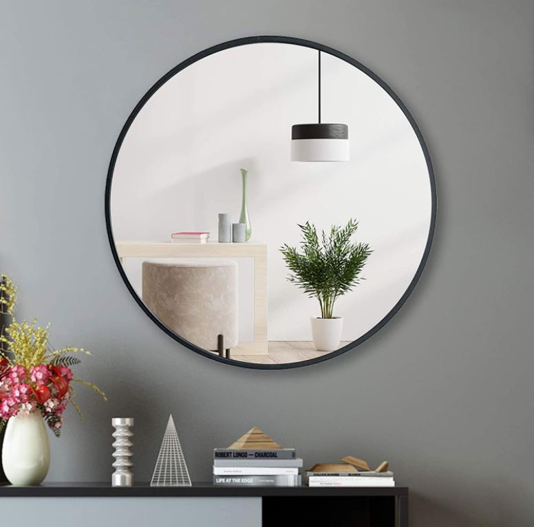 Vera Round Vanity Mirror Stainless Steel Frame  28" x 28"  Round