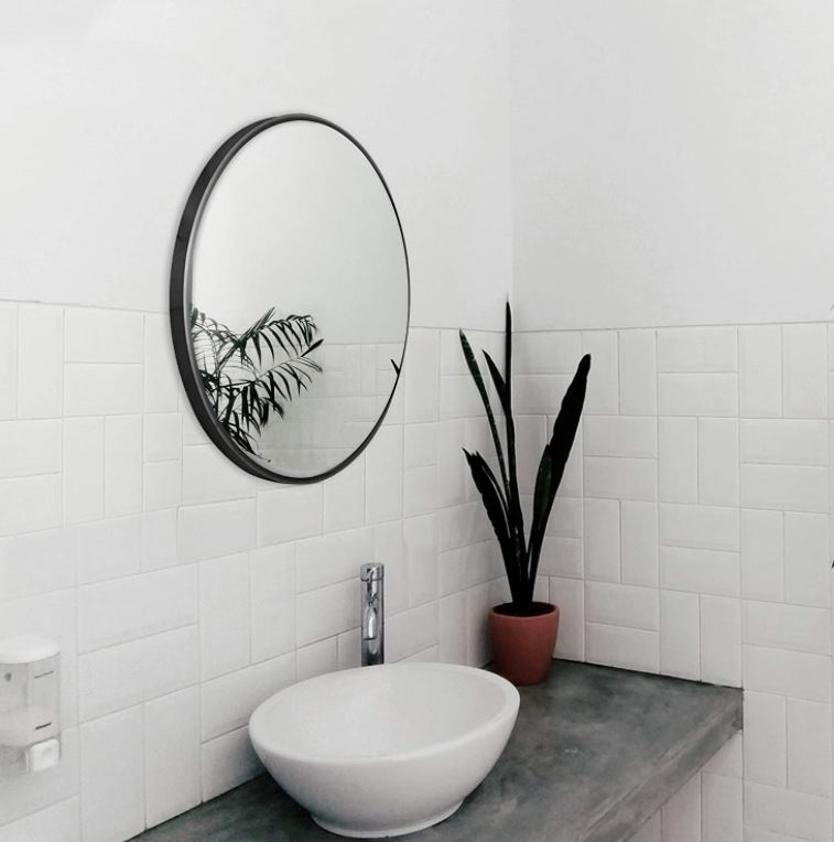 Vera Round Vanity Mirror Stainless Steel Frame 28" x 28" Round