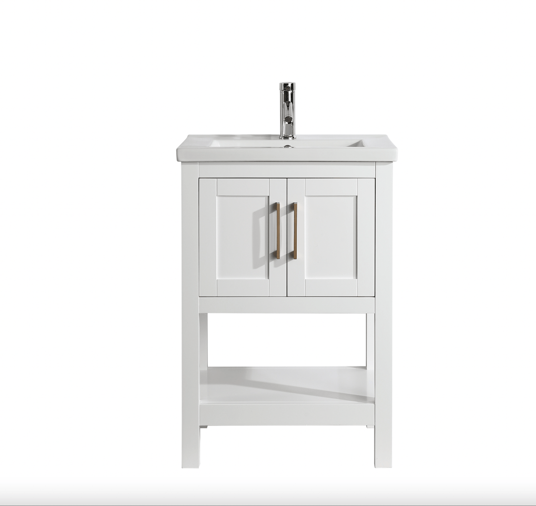 Alissa 24" Single Sink Vanity with Porcelain Top - Design Element Bath Kitchen - Bathroom Vanity -