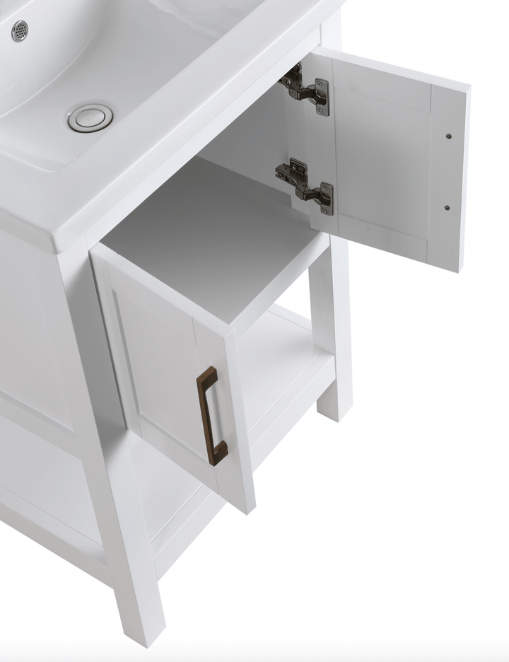 Alissa 24" Single Sink Vanity with Porcelain Top - Design Element Bath Kitchen - Bathroom Vanity -