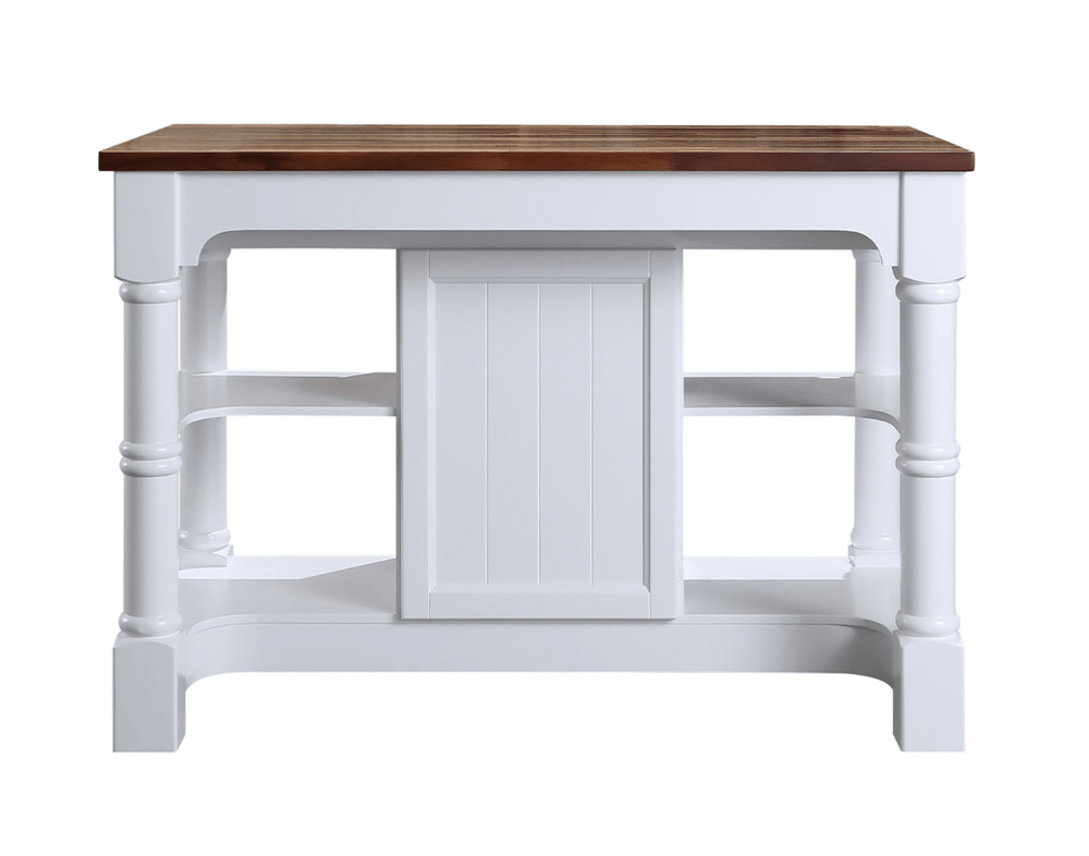 Monterey 52" Kitchen Island - Dark Walnut Finish - White - Design Element Bath Kitchen - Kitchen Island -