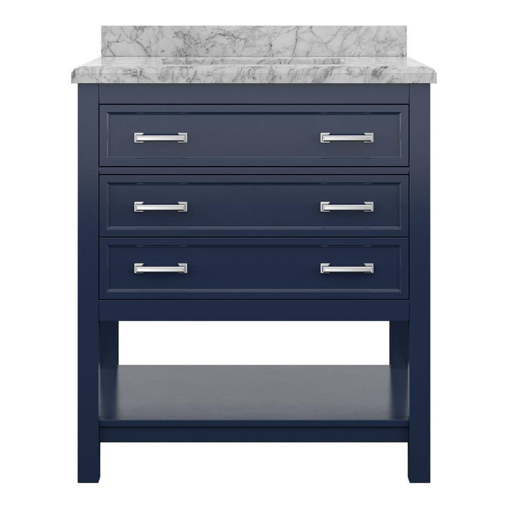 Affinity 31" Single Sink Vanity with White & Gray Carrara Marble Top