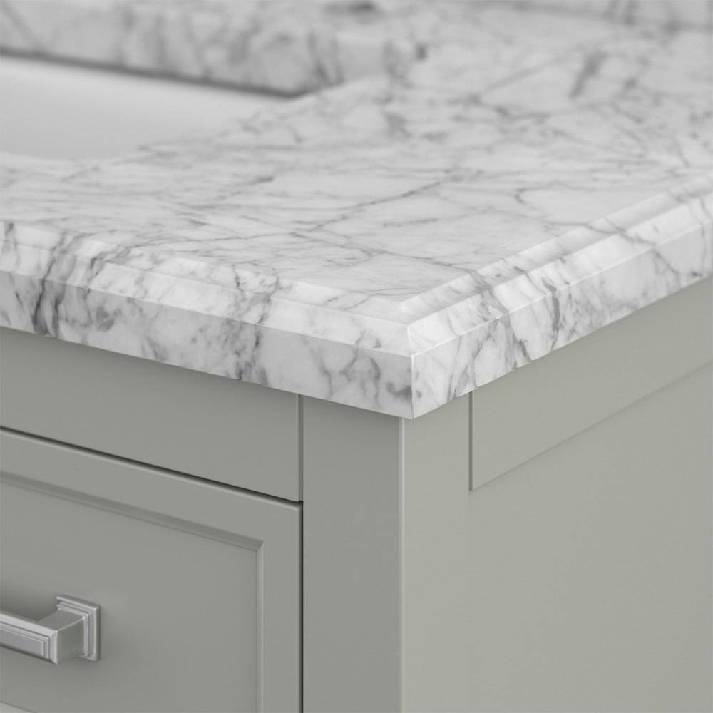 Affinity 37" Single Sink Vanity with White & Gray Carrara Marble Top