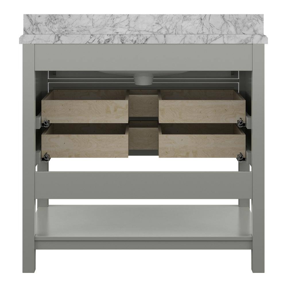 Affinity 37" Single Sink Vanity with White & Gray Carrara Marble Top