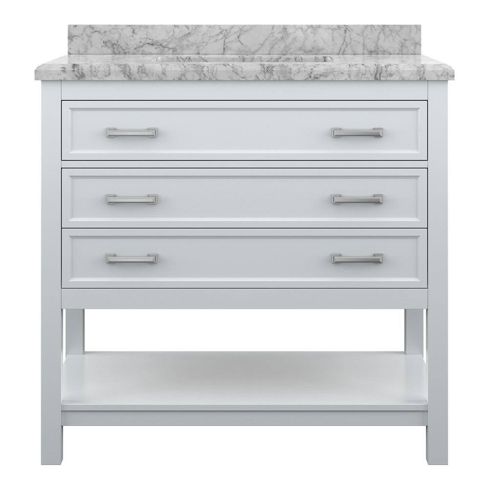 Affinity 37" Single Sink Vanity with White & Gray Carrara Marble Top