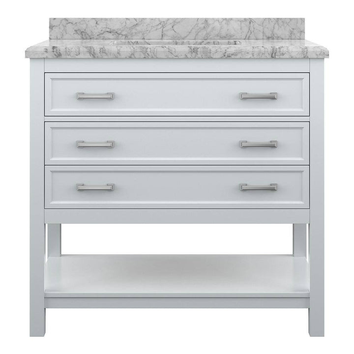 Affinity 37" Single Sink Vanity with White & Gray Carrara Marble Top