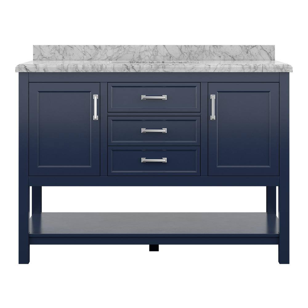 Affinity 49" Single Sink Vanity with White & Gray Carrara Marble Top