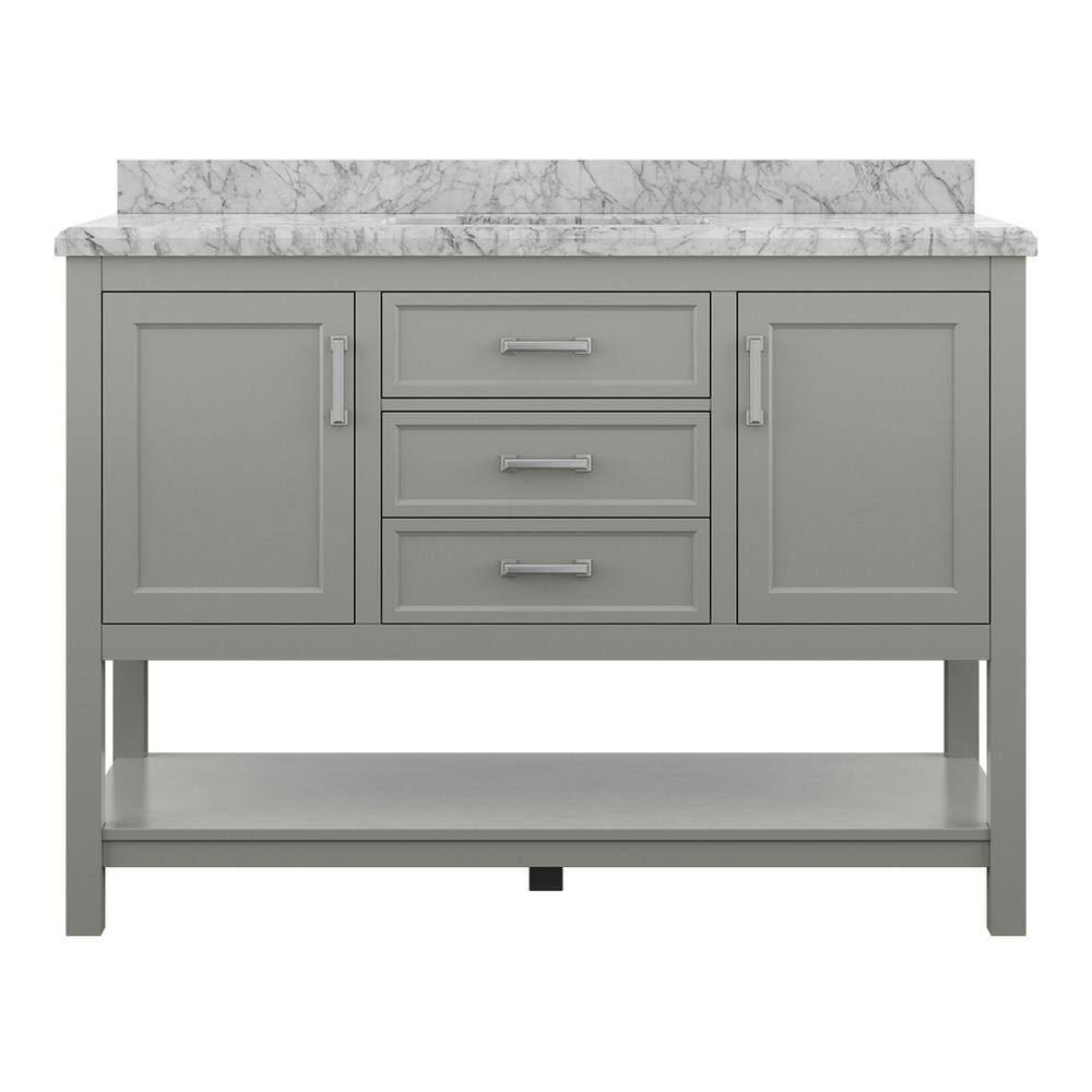 Affinity 49" Single Sink Vanity with White & Gray Carrara Marble Top