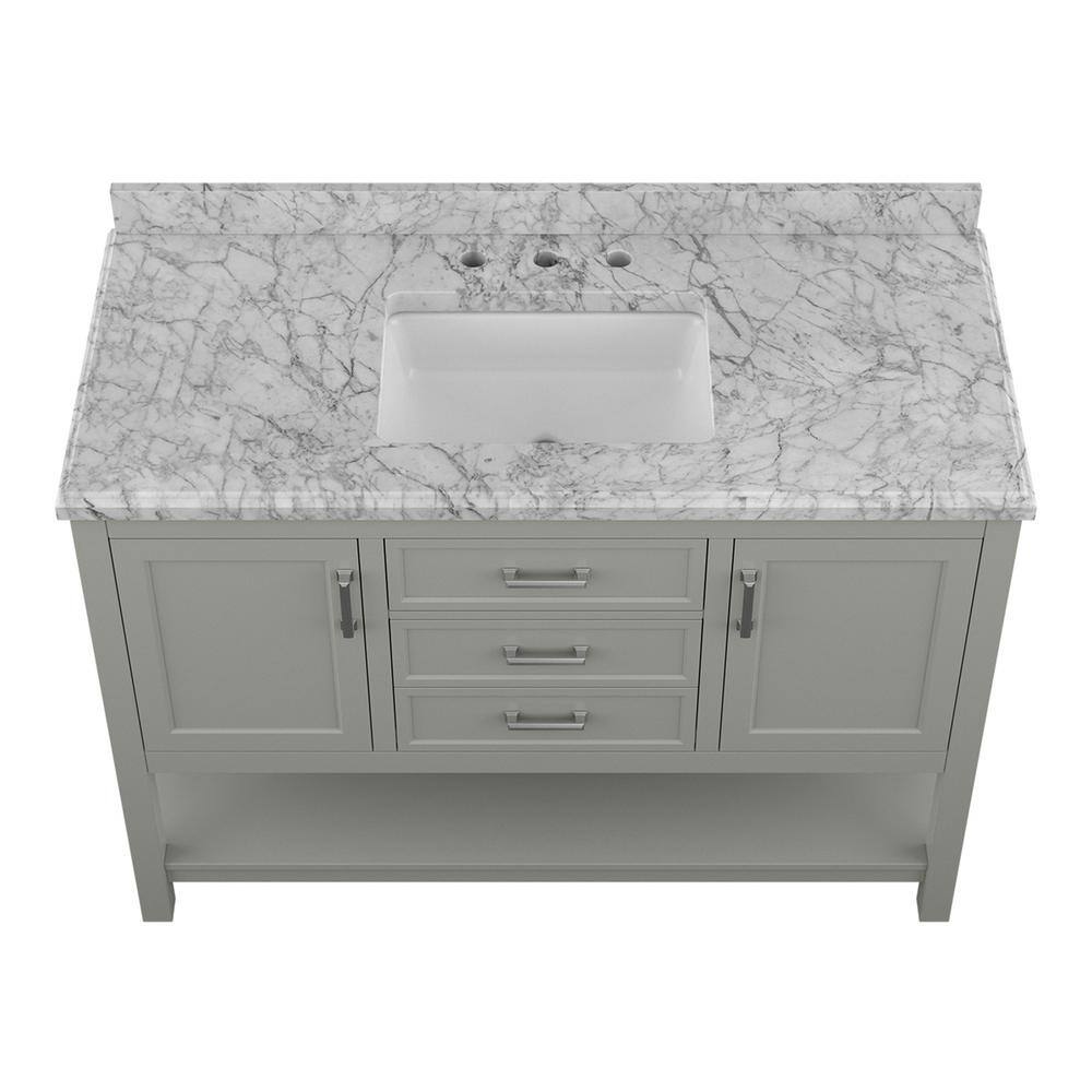 Affinity 49" Single Sink Vanity with White & Gray Carrara Marble Top