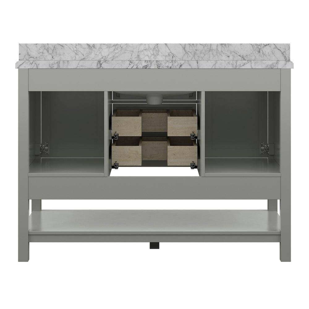 Affinity 49" Single Sink Vanity with White & Gray Carrara Marble Top