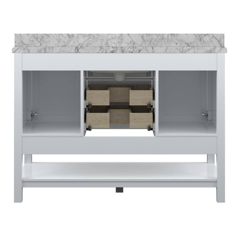 Affinity 49" Single Sink Vanity with White & Gray Carrara Marble Top