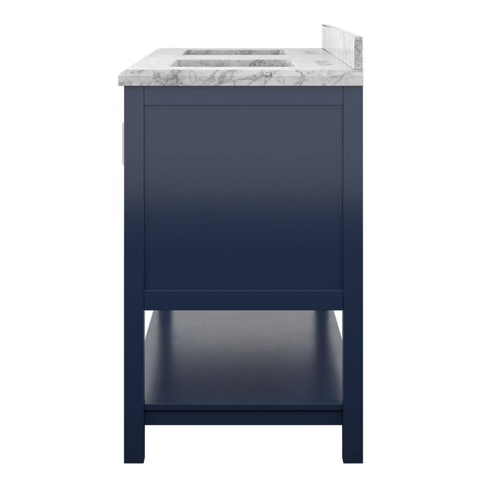 Affinity 61" Double Sink Vanity with White & Gray Carrara Marble Top