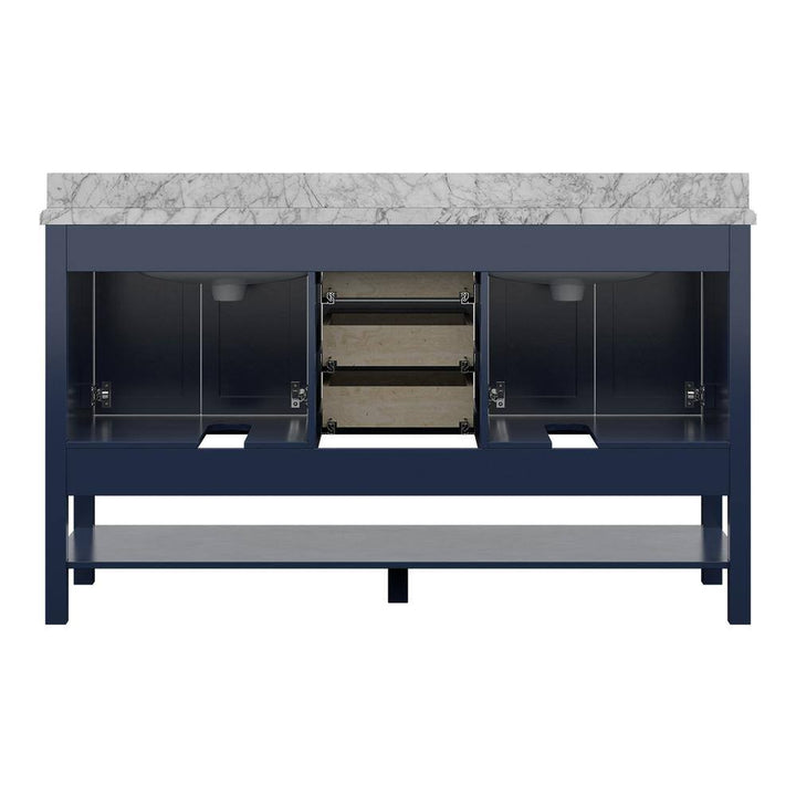 Affinity 61" Double Sink Vanity with White & Gray Carrara Marble Top