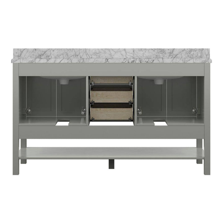 Affinity 61" Double Sink Vanity with White & Gray Carrara Marble Top