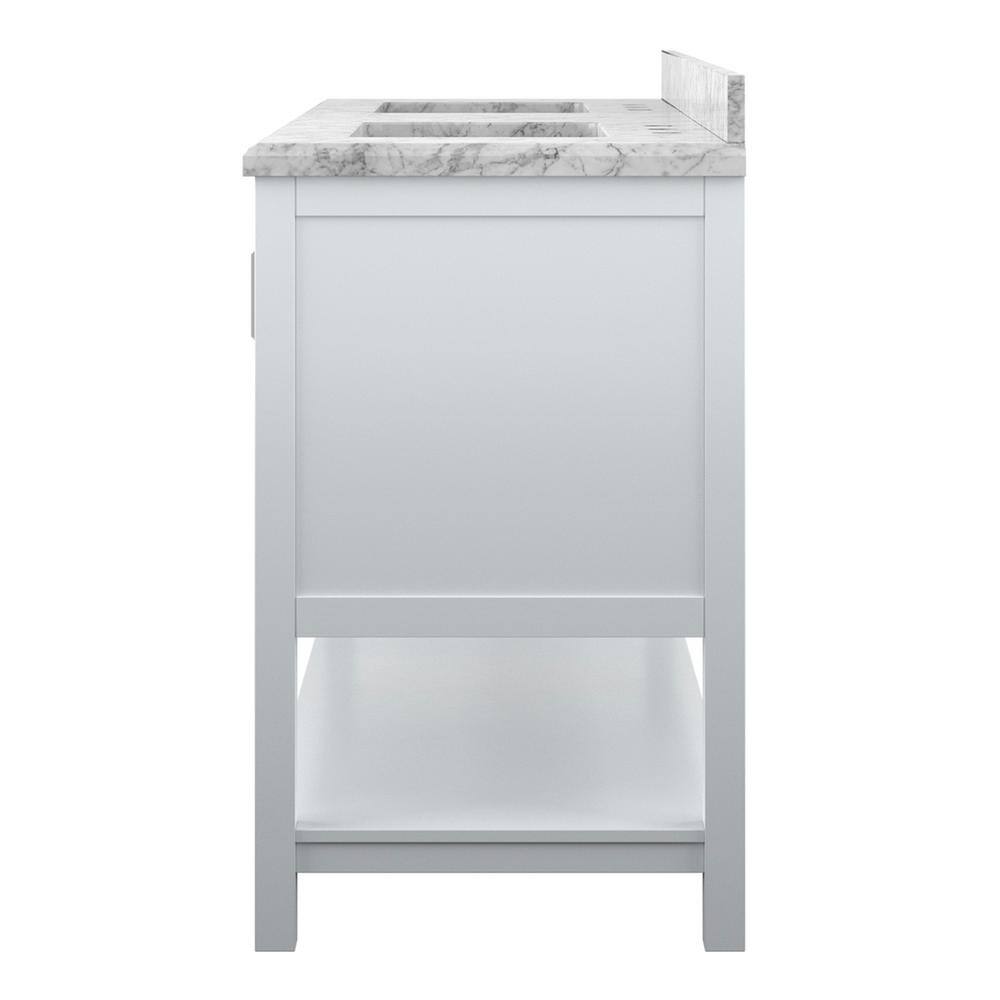 Affinity 61" Double Sink Vanity with White & Gray Carrara Marble Top