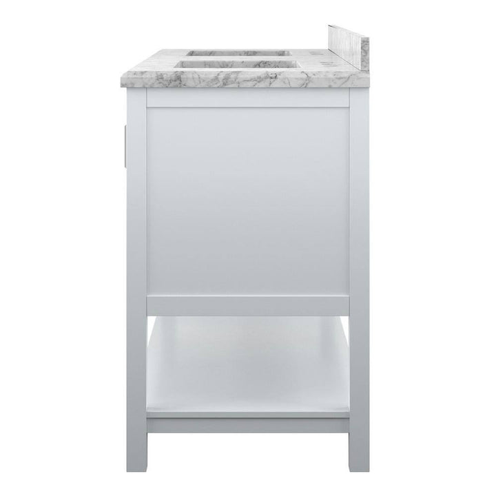Affinity 61" Double Sink Vanity with White & Gray Carrara Marble Top