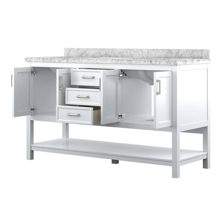 Affinity 61" Double Sink Vanity with White & Gray Carrara Marble Top