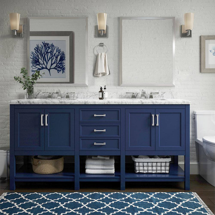 Affinity 72" Double Sink Vanity with White & Gray Carrara Marble Top