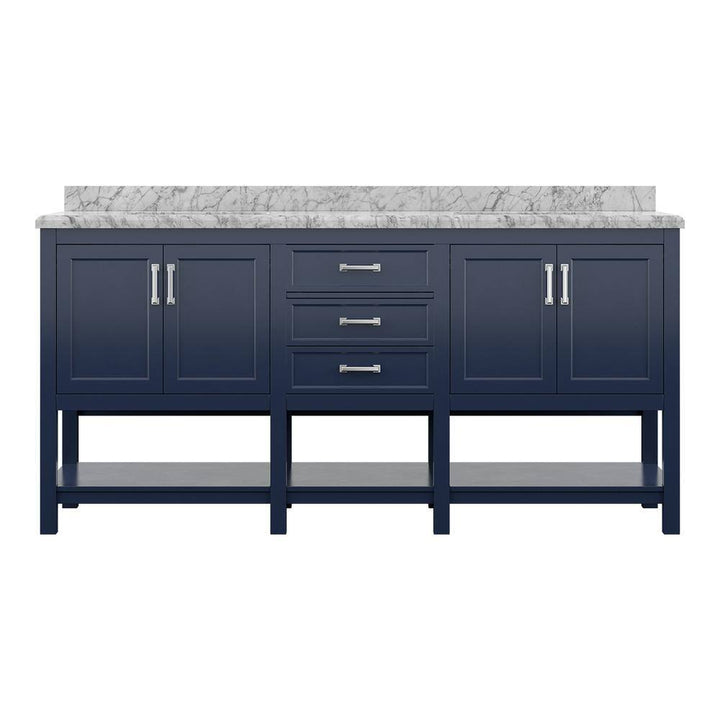 Affinity 72" Double Sink Vanity with White & Gray Carrara Marble Top